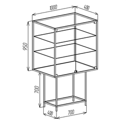 (TSV 19) Витрина островная стеклянная