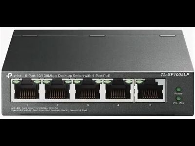 Коммутатор TP-LINK TL-SF1005LP 5-Port 10/100Mbps Unmanaged Switch with 4-Port PoE, meta case, desktop mount, PoE budget 41W