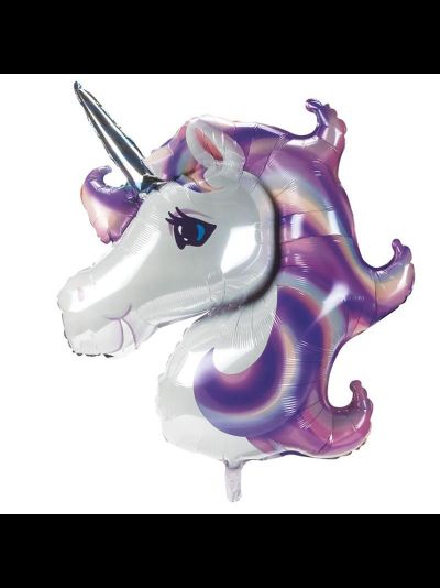 Фольгированный шар с гелием "Голова единорога сиреневая"
