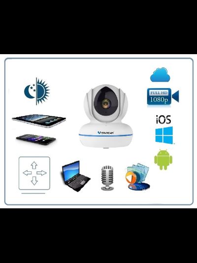 VStarcam C22Q. Видеоняня моторизированная WiFi/LAN видеокамера с DVR, Full HD 4 Mp без внешних антенн