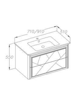 Тумба подвесная без раковины Smile Луиджи 70 серый матовый + Раковина Cerastyle Ibiza 71
