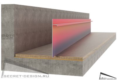 Окрашенный скрытый плинтус PRO DESIGN по палитре RAL на secret-design.ru