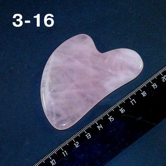 Розовый кварц (скребок ГУАША) для массажа №3-16: сердце 82*52*7мм