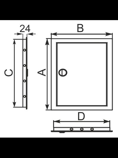 Люк - дверца ревизионная пластик с ручкой и фланцем АБС размеры в описании