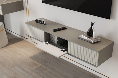 Селена ТМ-002 Тумба под ТВ шиншилла серая / матовая кварц грей софт