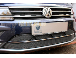 Защита радиатора Volkswagen Tiguan II 2016- black с парктроником низ PREMIUM