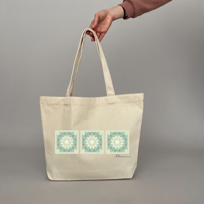 Эко-шоппер с принтом "Подснежник" из светлой саржи