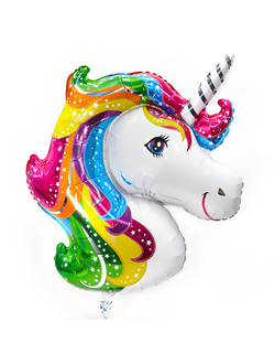 Фольгированный шар с гелием "Голова единорога" 101 см