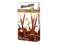 Бисквитные палочки Biscolata с мол.шок. и фундуком, 40 гр