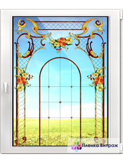 Витражная пленка, витражная пленка самоклеющаяся, пленочный витраж с классическим рисунком