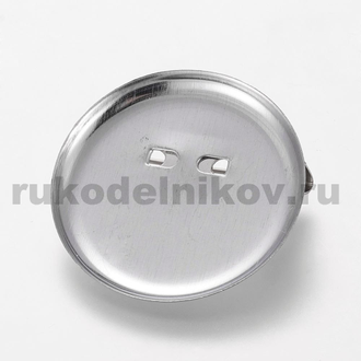 основа для броши круглая, диаметр-29 мм, цвет-никель, 5 шт/уп