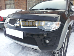 Защита радиатора Mitsubishi L200 2010-2013 black верх