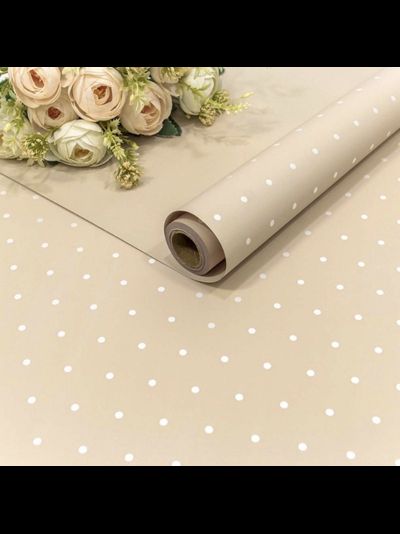 Пленка матовая в рулоне "Мелкий горошек" 65мкм (бежево-серая), 58см*10м