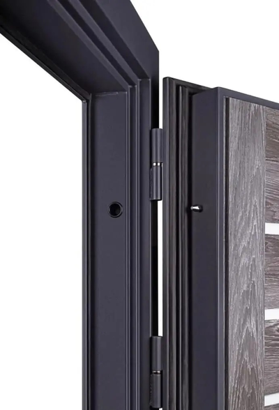 ЙОШКАР-ОЛА. АНТАРЕС. СТАЛЬ 2 мм. ТЕХНО СТРОНГ 115/ 125. МУАР СЕРЫЙ (Ral 7024)/ ДУБ ШАЛЕ СЕРЕБРО-СТЕКЛО СВЕТЛОЕ