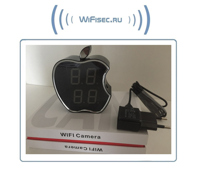 IP видеоняня WiFi (Часы настольные, яблоко)  с аккумулятором с DVR, HD (CamVIP)