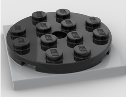 Turntable 4 x 4 x 2/3 with Black Square Base, Free-Spinning 60474 / 61485, Light Bluish Gray (60474c01)