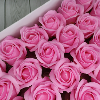 УЦЕНКА МИКС Розы из мыла "Корея" 50 шт Светло-розовый (20 шт) - Розовый (30 шт) (см. фото)