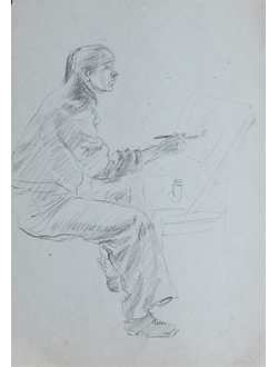 "Портрет художника" бумага карандаш Кондратова О.Е. 1974 год