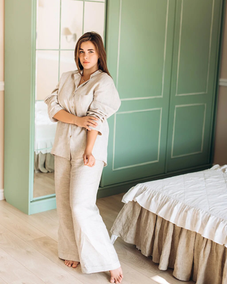 Пижама из натурального хлопка с брюками (лен)