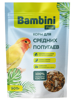 Bambini Pets (Бамбини Петс) корм для средних попугаев, 800 г