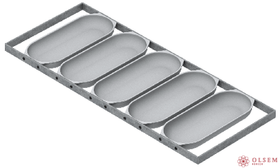 Форма хлебная Батонница 5Л(250 х 105 х 30 мм) с ручками