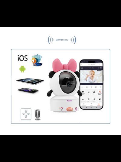 Моторизированная Wi-Fi Видеоняня Ramili Baby RV700CPANDA Пандочка, Малышарики, с креплением. 2K , с DVR