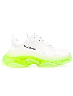 Кроссовки Balenciaga Triple S белые с салатовой подошвой женские
