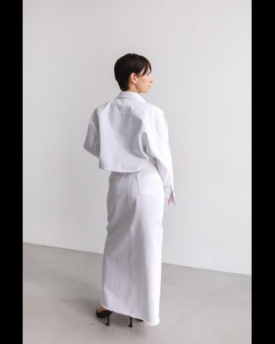 Куртка укороченная из джинсовой ткани (белый)