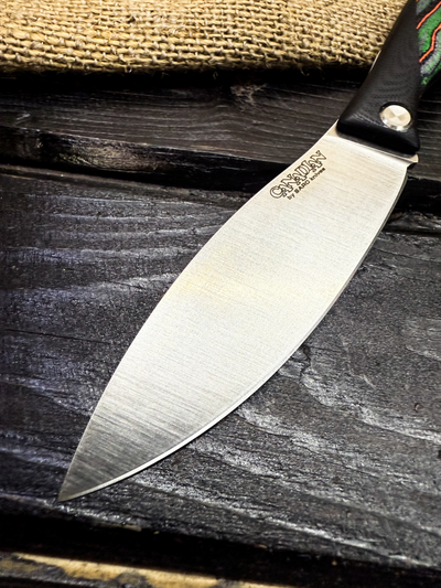 Фрикционный складной нож Канадец Большой сталь AUS10Co, рукоять G10/микарта зеленые полосы