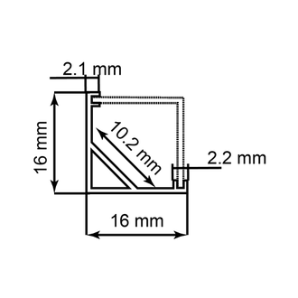 Профиль SP281 (PAL 1616А, комплект, 2м, с экраном, клипсами, заглушками)