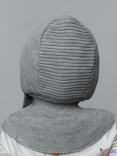 Шапка-шлем 24201-03 с утепл, х/б подклад,св-сер меланж 42-44