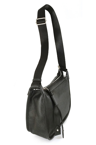 (АРТИКУЛ: 8695/1/81) СУМКА ЖЕНСКАЯ НЕБОЛЬШАЯ, НАТУРАЛЬНАЯ КОЖА, ЧЕРНАЯ,  С ТЕКСТИЛЬНЫМ РЕМНЕМ ЧЕРЕЗ ПЛЕЧО