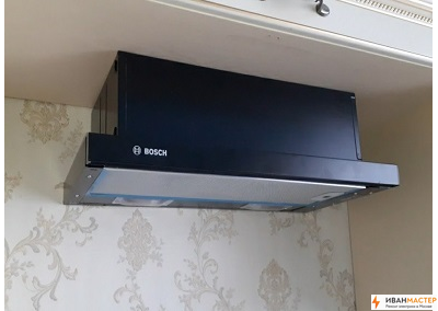 Установка и подключение встраиваемой вытяжки на кухне Москве ИВАНМАСТЕР