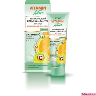 Витекс Vitamin Active Увлажняющий Крем-хайлайтер для лица дневной Витаминный коктейль SPF 15, 40мл