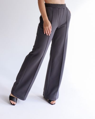 Брюки палаццо из футера со стрелками (графит)