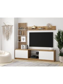 Бостон стенка НМ-001 МДФ Дуб крафт золотой/МДФ Глянец белый