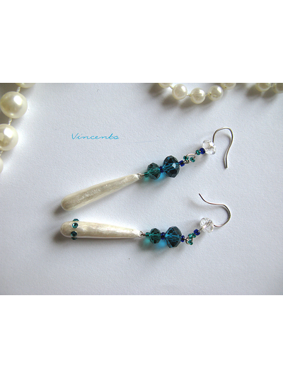 Серьги майорка "Принцесса Миядзаки" с хрустальными бусинами и стразами "Сваровски"