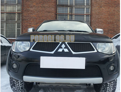 Защита радиатора Mitsubishi L200 2010-2013 black верх