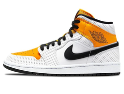 Кроссовки Nike (WMNS) Air Jordan 1 Mid Perforated - White University Gold BQ6472-107