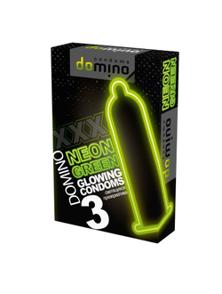 ПРЕЗЕРВАТИВЫ DOMINO NEON GREEN светящиеся 3штуки