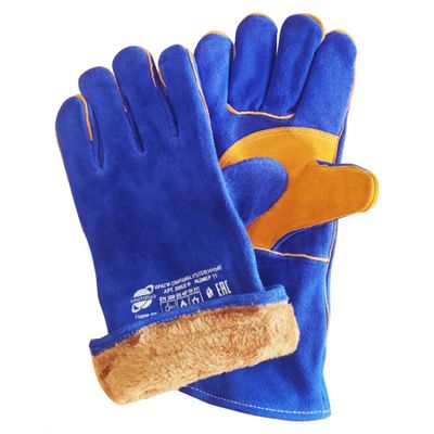 Краги спилковые утепл. синие (иск. мех) Arcticus, 200530 W