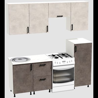 Кухня Эконом 1,5 метра с полуколонкой (1000х500) Цвет: Цемент светлый/Цемент темный