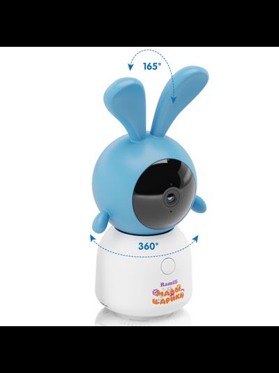 Ramili Baby RV100CKROSH Крошик Малышарики, Wi-Fi моторизированная видеоняня с креплением, интерком, DVR, 2k (3Mpx)