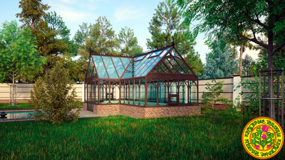 Теплица в английском стиле с холлом из стекла и алюминия Диан