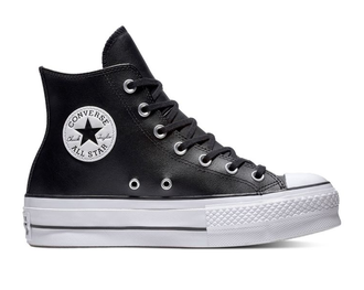 Кеды Converse Chuck Taylor All Star Platform Leather кожаные черные высокие