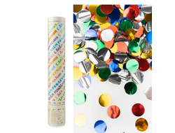 Пневмохлопушка (12/30см) С днем рождения, Круги фольга, Ассорти, Металлик