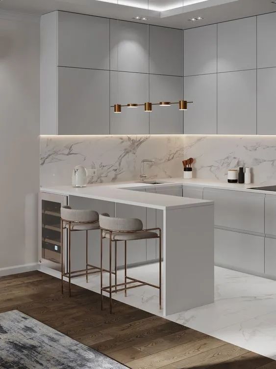 Кухня угловая с барной стойкой, 1800*2400мм. Материал фасадов ЛДСП. Срок изготовления от 15 рабочих дней. Цена на момент изготовления 86000 руб.