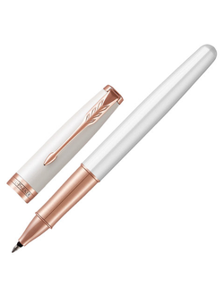 Ручка-роллер подарочная PARKER "Sonnet Premium Pearl Lacquer PGT", жемчужно-белый лак, позолоченные детали, черная, 1931554