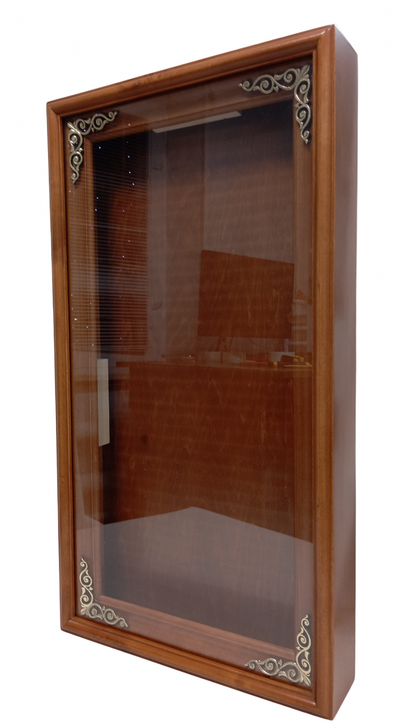 Киот деревянный с гладкой  рамой и декоративными уголками для мерной иконы размера 25х55см