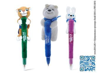 Ручка шариковая с плюшевым талисманом Sochi 2014